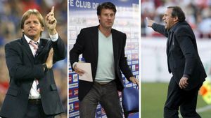 Schuster, Laudrup y Víctor, cuando eran entrenadores del Getafe Schuster, Laudrup y Víctor, cuando eran entrenadores del Getafe