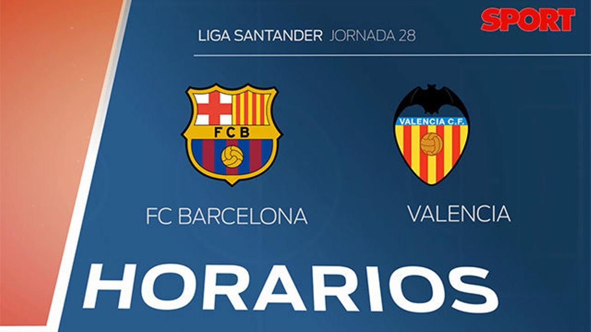 Horarios Del FC Barcelona - Valencia. Jornada 28, Liga Santander 16-17