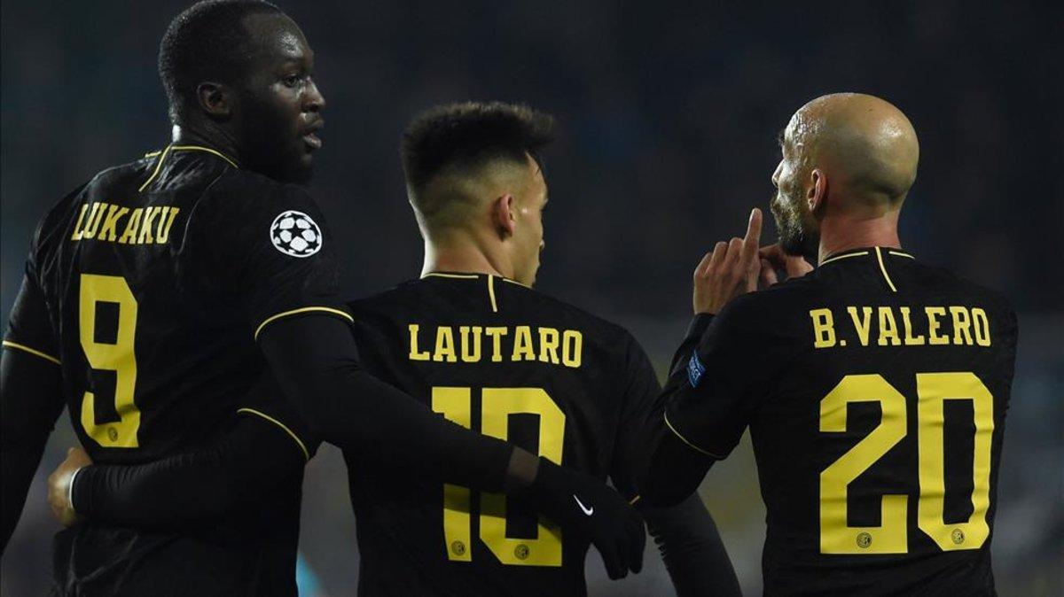 Borja y Lautaro, junto a Lukaku en un partido del Inter Borja y Lautaro, junto a Lukaku en un partido del Inter