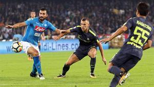 El partido entre Nápoles e Inter fue muy intenso pese a la ausencia de goles