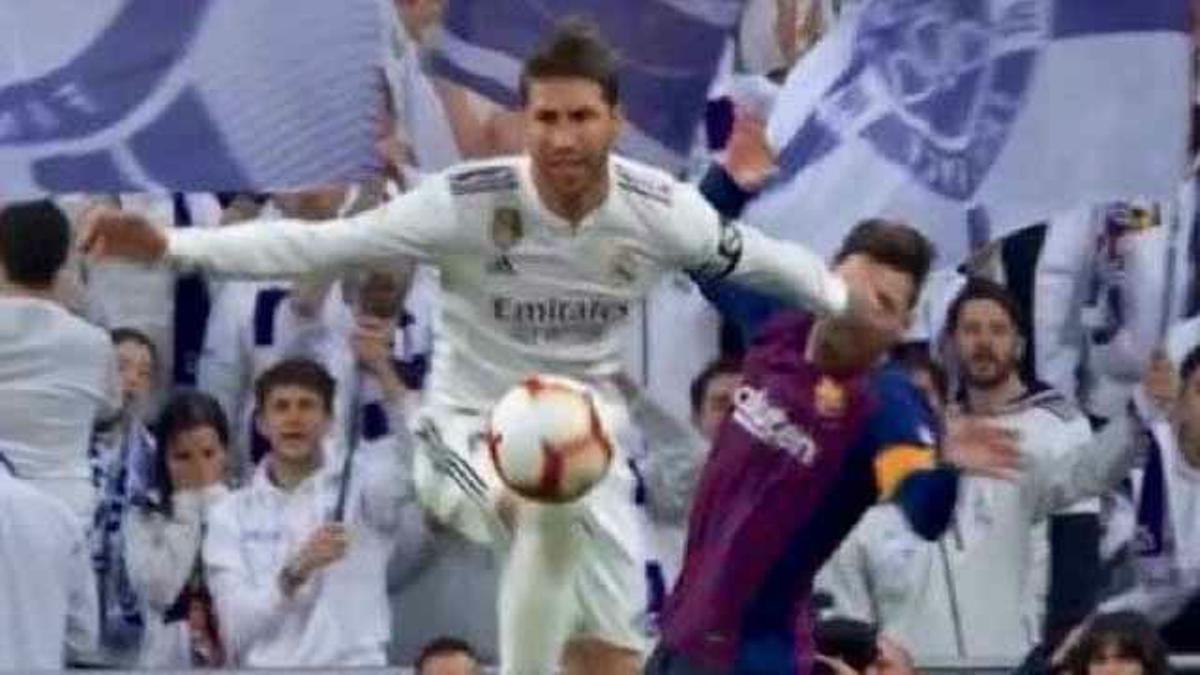 Otra agresión más en el currículum de Ramos: así fue su codazo a Messi