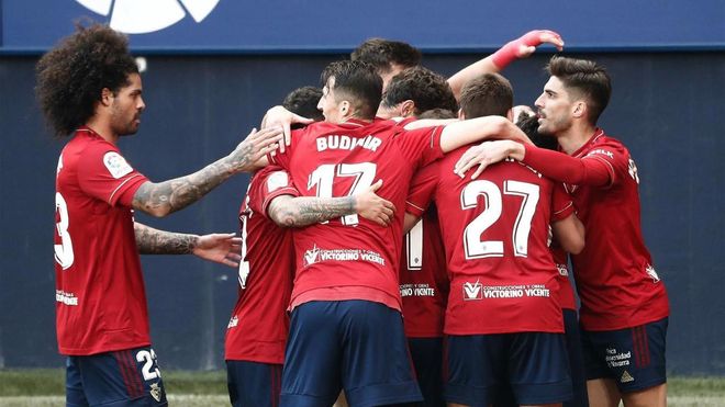 La plantilla de Osasuna celebra uno de los goles La plantilla de Osasuna celebra uno de los goles