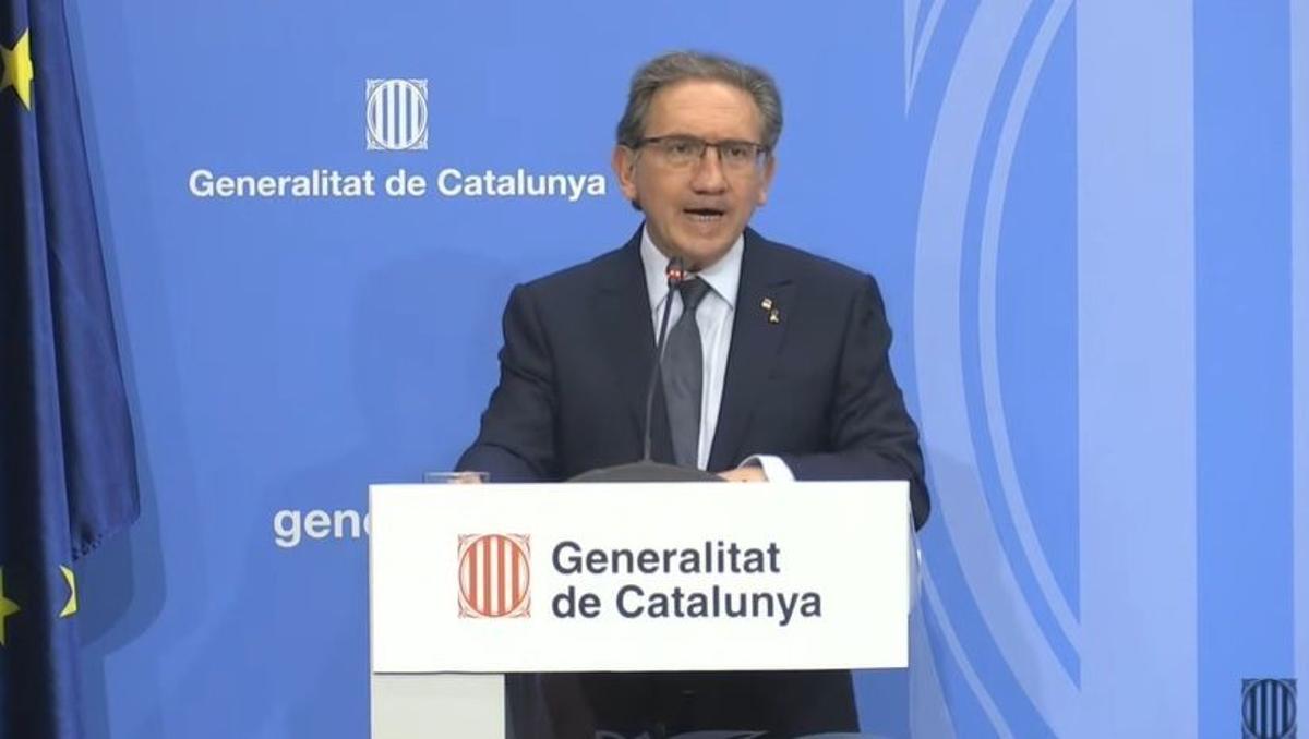 El conseller de Economía y Hacienda de la Generaliat, Jaume Giró, este lunes en rueda de prensa