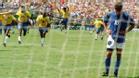 Baggio, brazos en jarra, lamenta el penalti fallado ante Brasil