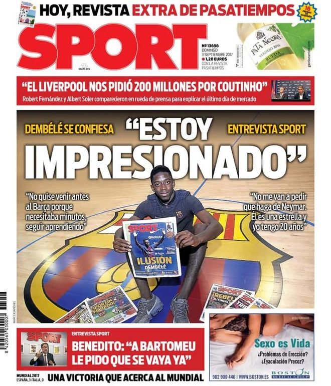 La portada de SPORT de hoy La portada de SPORT de hoy