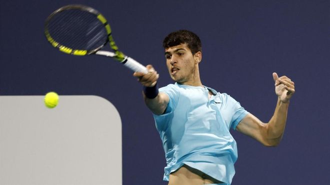 Carlos Alcaraz, en un partido del pasado Masters 1000 de Miami Carlos Alcaraz, en un partido del pasado Masters 1000 de Miami