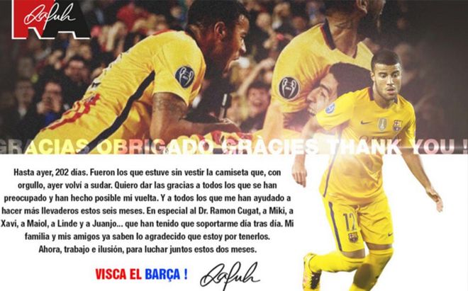 Este es el mensaje de Rafinha en las redes sociales Este es el mensaje de Rafinha en las redes sociales