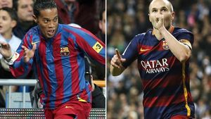Iniesta emuló a Ronaldinho tras recibir los aplausos del Bernabéu Iniesta emuló a Ronaldinho tras recibir los aplausos del Bernabéu