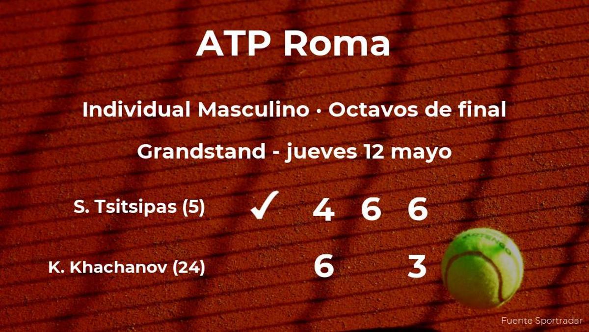 El tenista Stefanos Tsitsipas, clasificado para los cuartos de final del torneo ATP 1000 de Roma