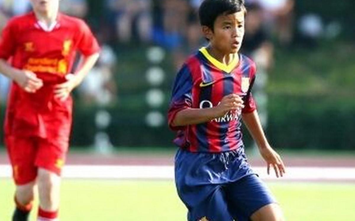 Takefusa Kubo durante su etapa como jugador del Barça