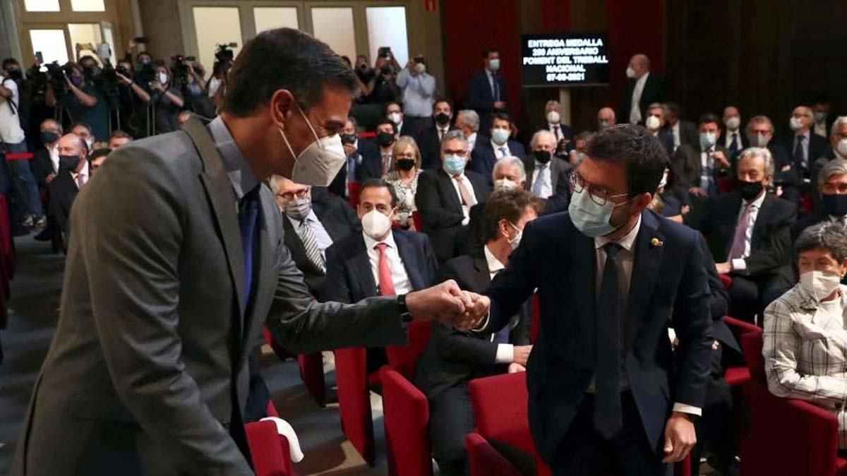 Pedro Sánchez y Pere Aragonès, en un acto Pedro Sánchez y Pere Aragonès, en un acto