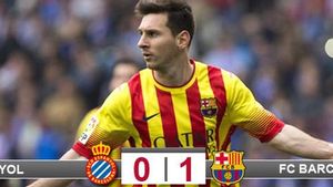 Messi, celebrando su gol en Cornellà-El Prat Messi, celebrando su gol en Cornellà-El Prat