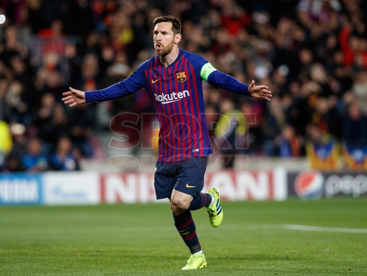Leo Messi dispara un penalty a lo Panenka para marcar el primer gol del partido de vuelta de los octavos de final de la Liga de Campeones que se juega esta noche en el Camp Nou, en Barcelona