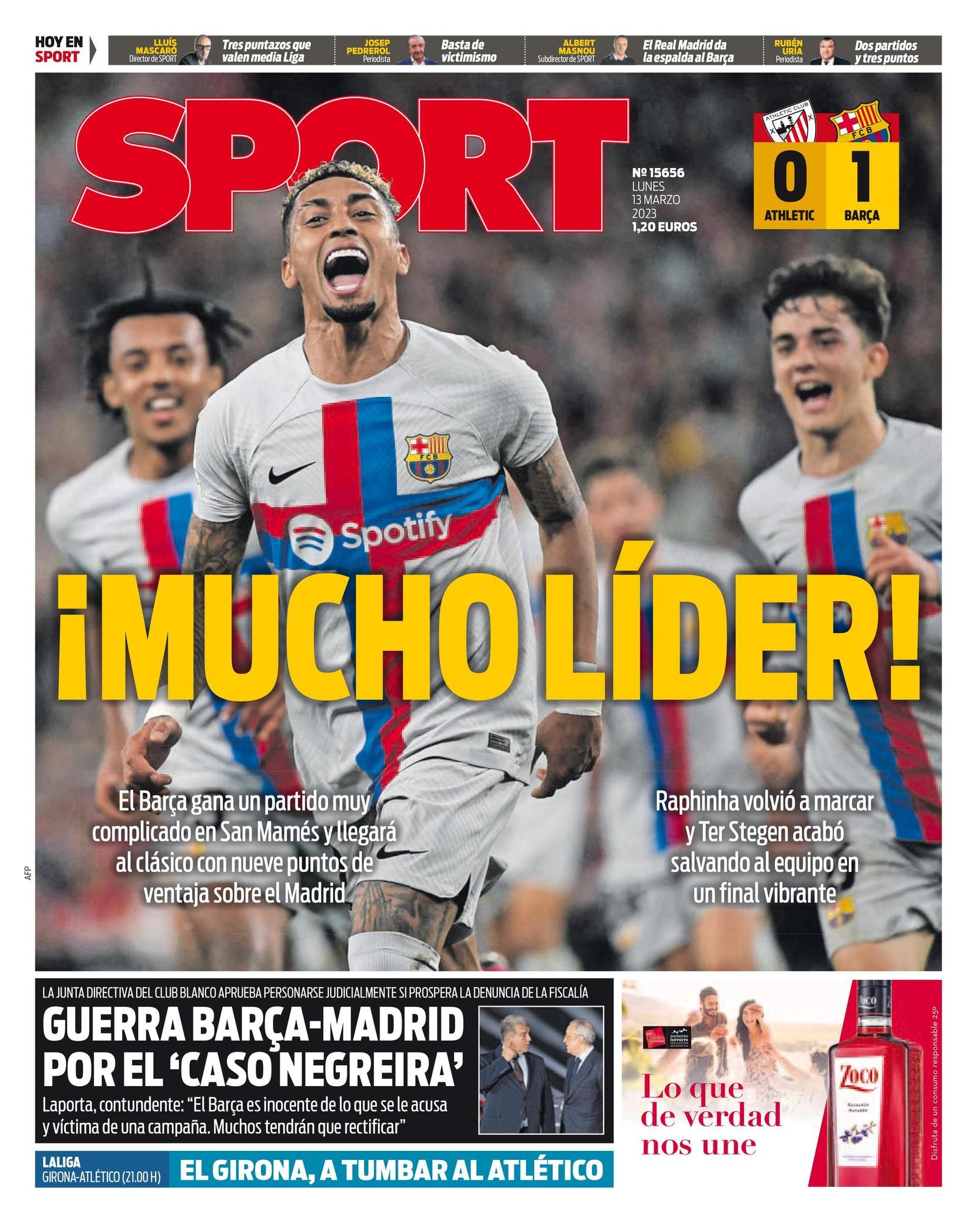 Esta es la portada SPORT de hoy, 13 lunas de marzo
