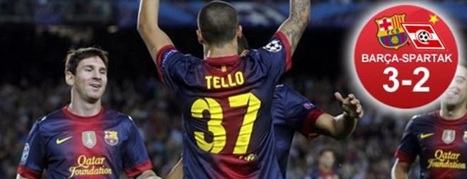 Tello y Messi salvaron al Barça Tello y Messi salvaron al Barça
