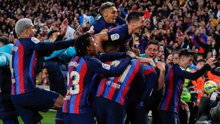 La celebración de la victoria del Barça en el clásico