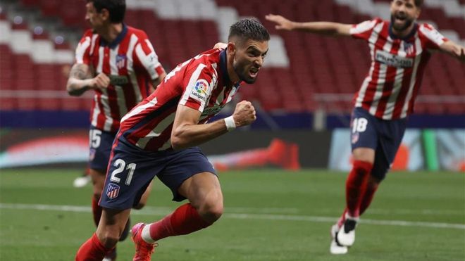 Carrasco celebra un gol para el Atlético ante la Real Sociedad. Carrasco celebra un gol para el Atlético ante la Real Sociedad.