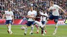 Michail Antonio, referencia ofensiva del West Ham, durante el duelo frente al Tottenham