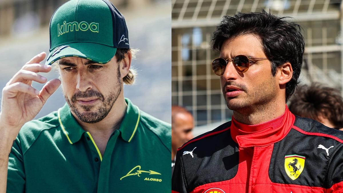 Los pilotos españoles de Fómrula 1 Fernando Alonso (Aston Martin) y Carlos Sainz (Ferrari).