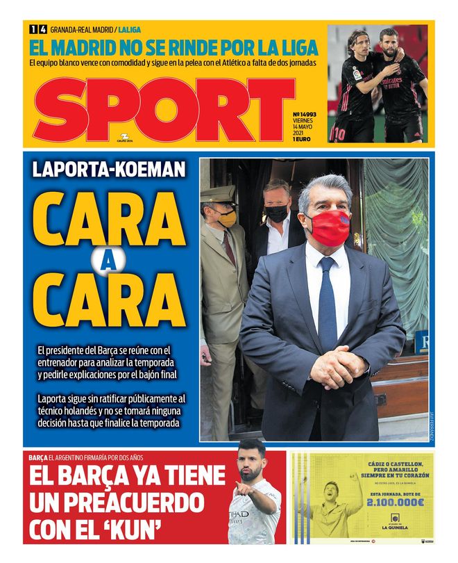 Esta es la portada de SPORT del viernes 14 de mayo de 2021 Esta es la portada de SPORT del viernes 14 de mayo de 2021