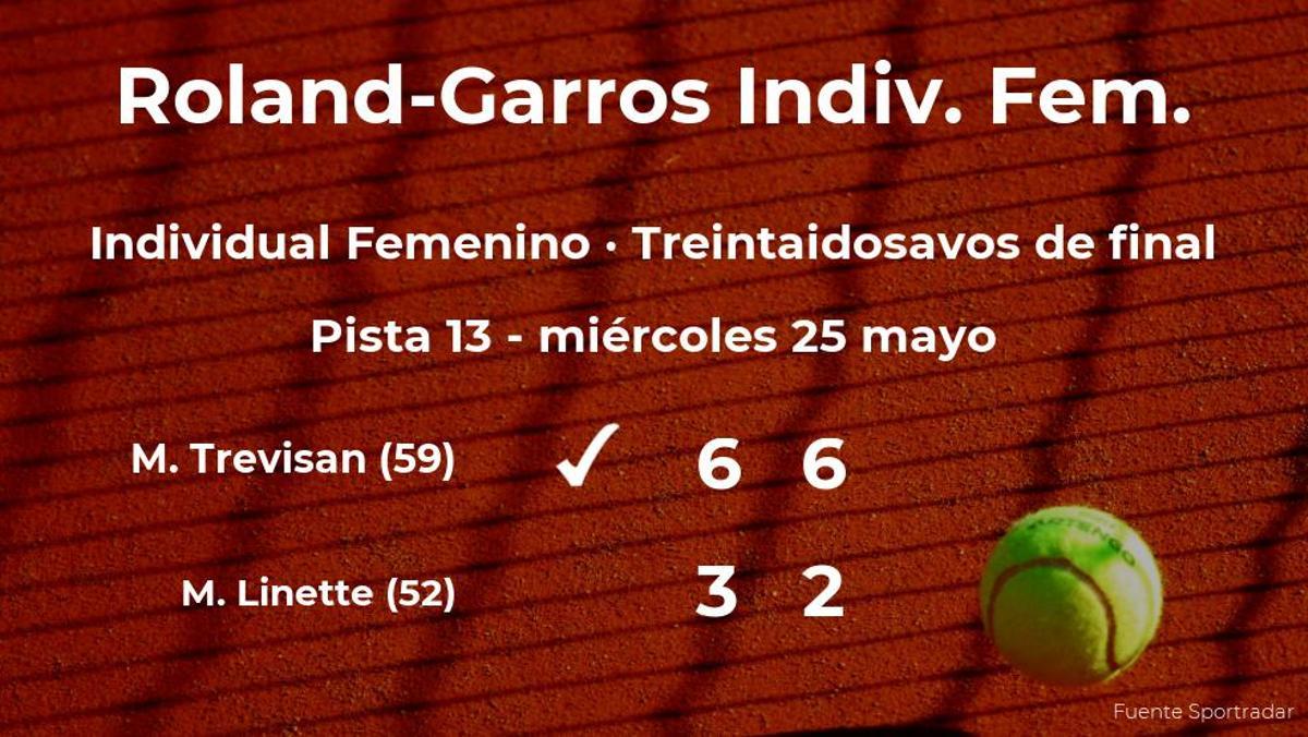 La tenista Martina Trevisan pasa a la próxima fase de Roland-Garros tras vencer en los treintaidosavos de final