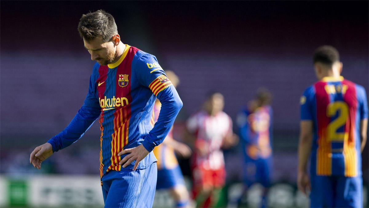 Messi, cabizbajo tras el empate ante el Atlético de Madrid