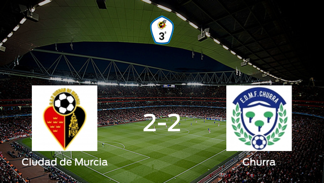 El Ciudad de Murcia y el Churra se reparten los puntos tras su empate a dos El Ciudad de Murcia y el Churra se reparten los puntos tras su empate a dos