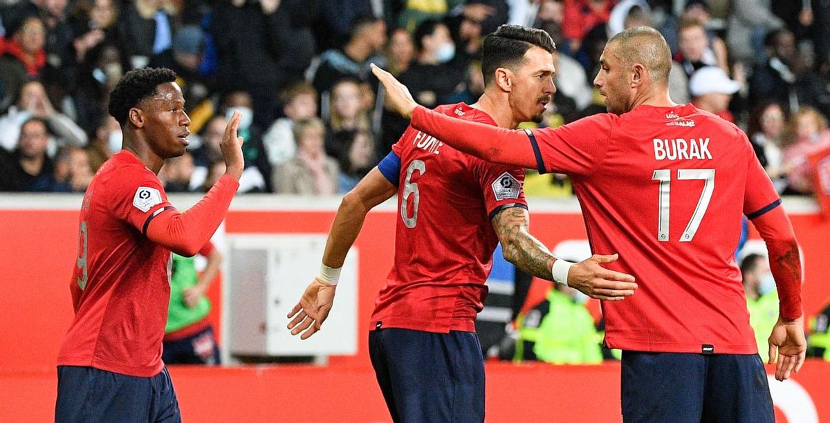 Los jugadores del Lille en la celebración del gol ante el Marsella Los jugadores del Lille en la celebración del gol ante el Marsella