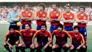 Uno de los onces de España en el Mundial 82