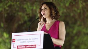 La presidenta madrileña, Isabel Díaz Ayuso, presenta el proyecto Madrid, de pueblo a pueblo