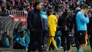 Ousmane Dembélé se retiró lesionado del Girona-Barça mediada la primera parte