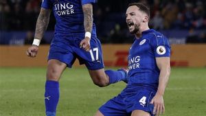 Drinkwater celebra un gol con el Leicester Drinkwater celebra un gol con el Leicester