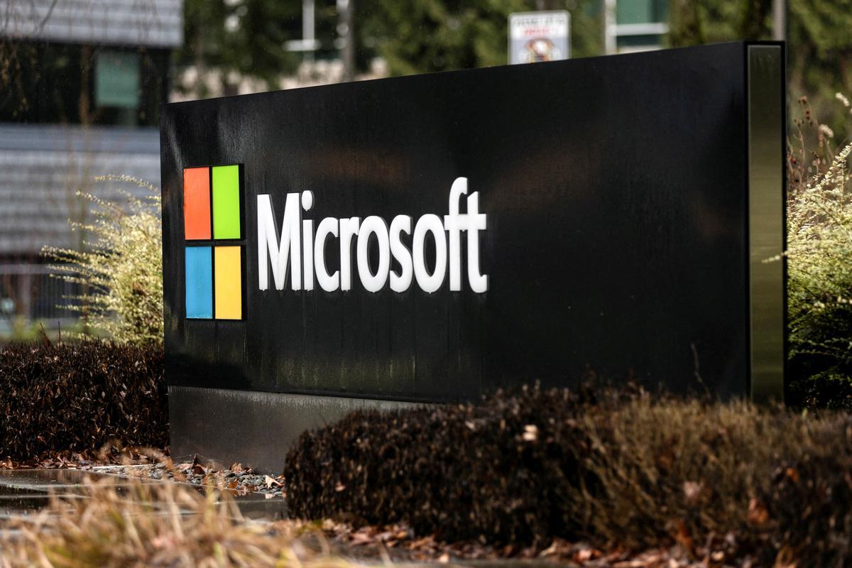 FILE PHOTO: Microsoft signage is seen at the companys headquarters in Redmond