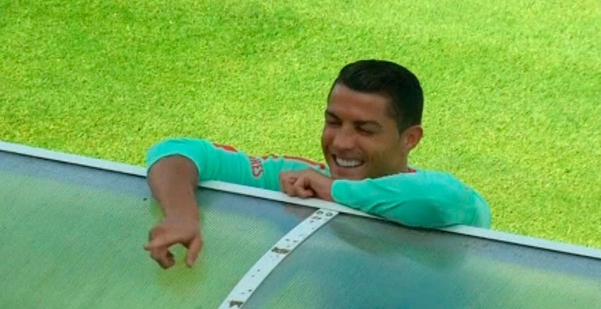 Cristiano, feliz en el entrenamiento de Portugal