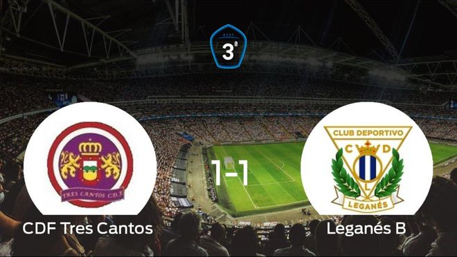 Reparto de puntos entre el Tres Cantos y el Leganés B, el marcador final fue de 1-1 Reparto de puntos entre el Tres Cantos y el Leganés B, el marcador final fue de 1-1