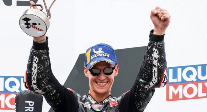 Quartararo celebra su podio en Alemania Quartararo celebra su podio en Alemania