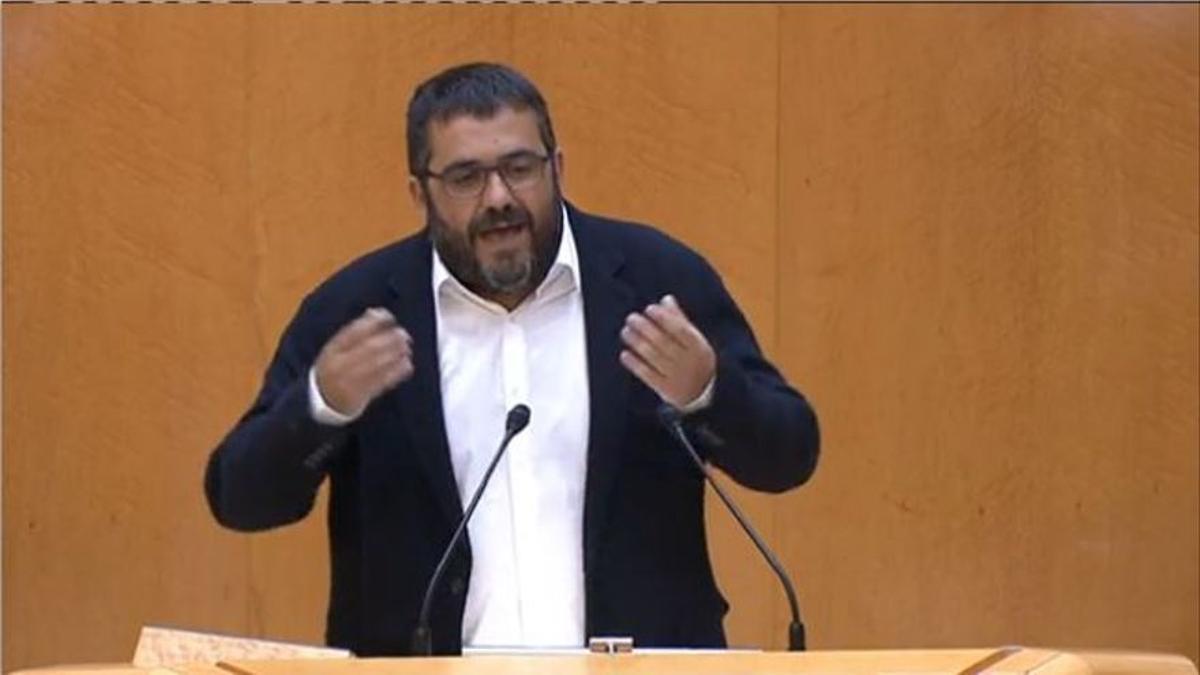 El Senador de Més per Mallorca, Vicenç Vidal, durante su intervención en el Senado.