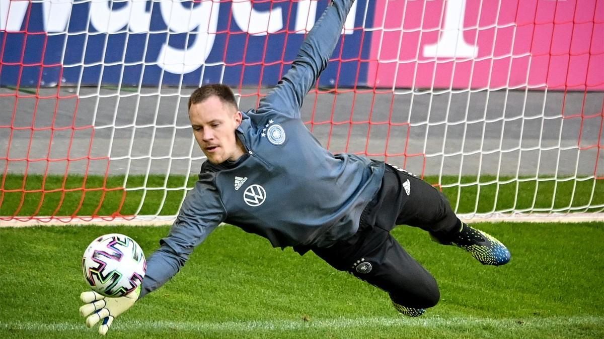 Ter Stegen, en un entrenamiento con Alemania Ter Stegen, en un entrenamiento con Alemania