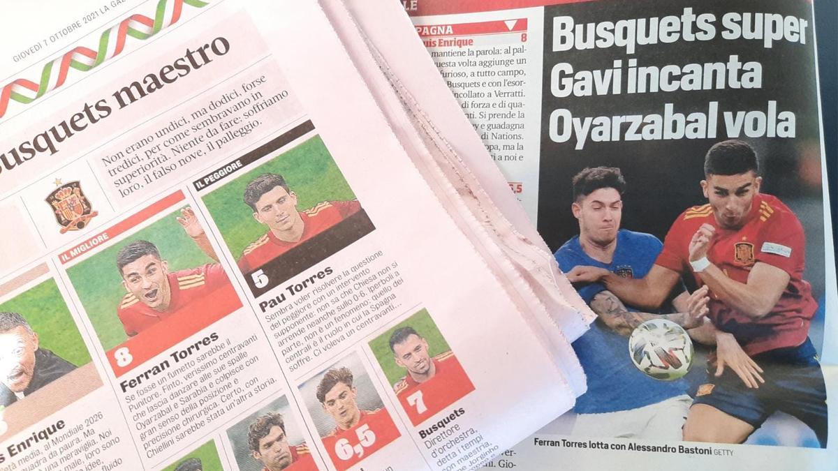 La prensa italiana elogió a Sergio Busquets y Gavi
