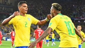 Thiago Silva y Neymar, con la canarinha