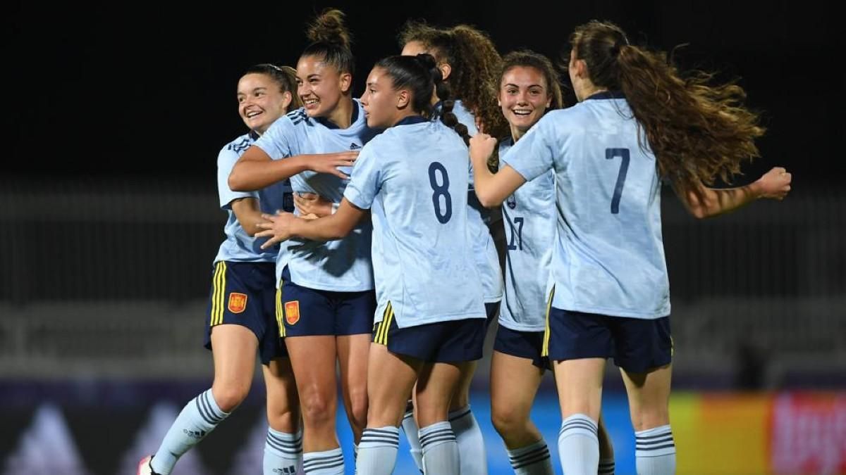 Las jugadoras españolas celebran un tanto Las jugadoras españolas celebran un tanto