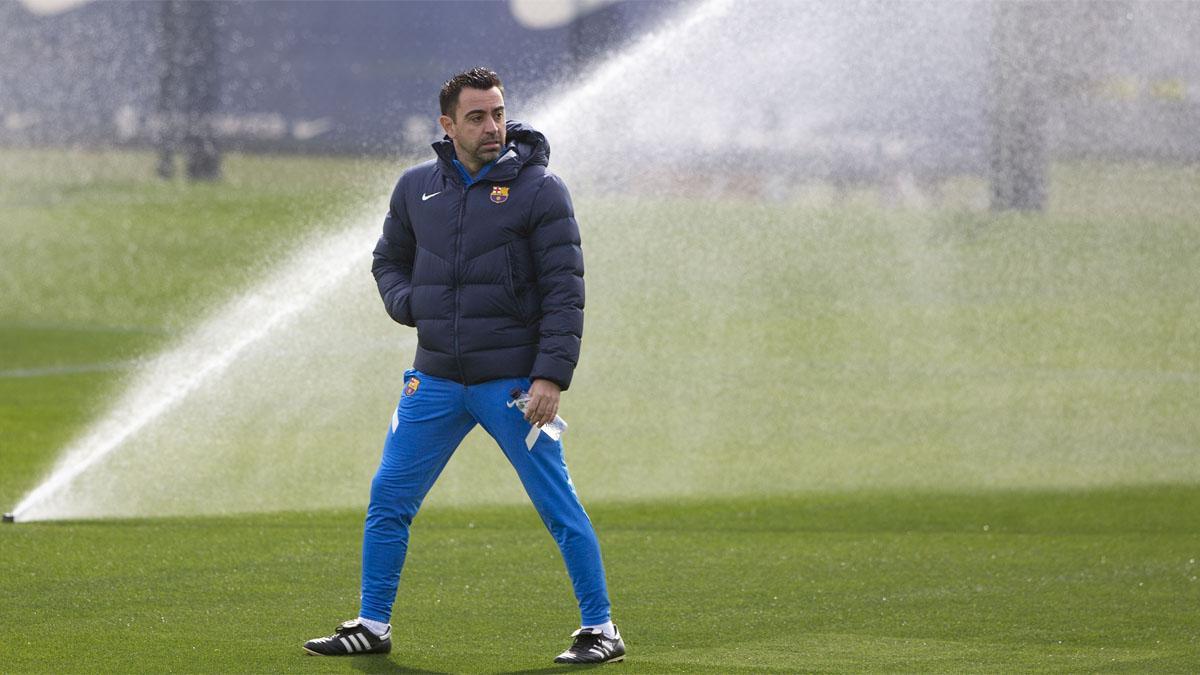 Xavi, en el entrenamiento previo al Levante - Barça