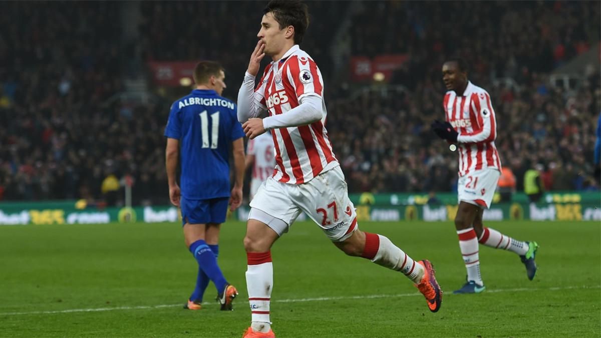 Bojan celebra un gol con el Stoke City Bojan celebra un gol con el Stoke City