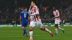 Bojan celebra un gol con el Stoke City Bojan celebra un gol con el Stoke City