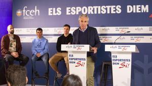 David Samper, en la presentacioón del Manifiesto por el si a los Juegos de los deportistas catalanes