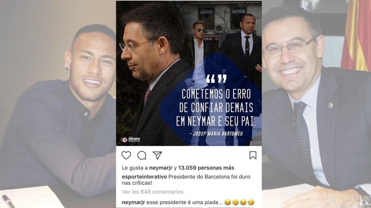 Este es el instagram que colgó Neymar contra el presidente del Barça