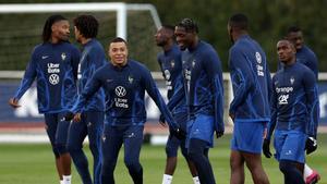Mbappé, en una sesión de entrenamiento con Francia