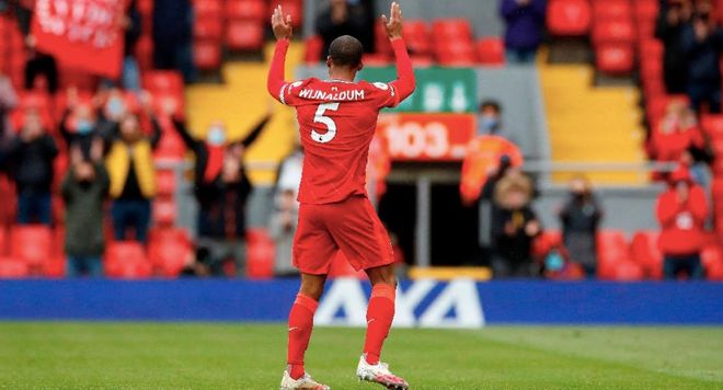 Wijnaldum en su despedida de Anfield Wijnaldum en su despedida de Anfield
