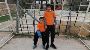 Los niños del equipo, durante su primer entrenamiento en Belén Los niños del equipo, durante su primer entrenamiento en Belén