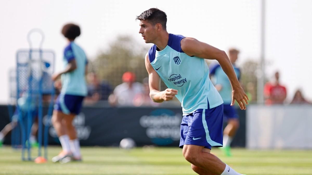 Morata en una sesión de la pretemporada con el Atlético Morata en una sesión de la pretemporada con el Atlético